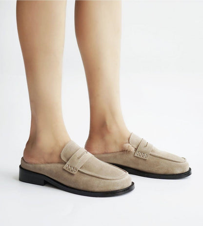 B-FEI single  leather casual flats shoes-PIE.
