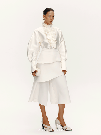ATELIER MISS LU Court Wind Pleated Design Shirt Top - SUTH