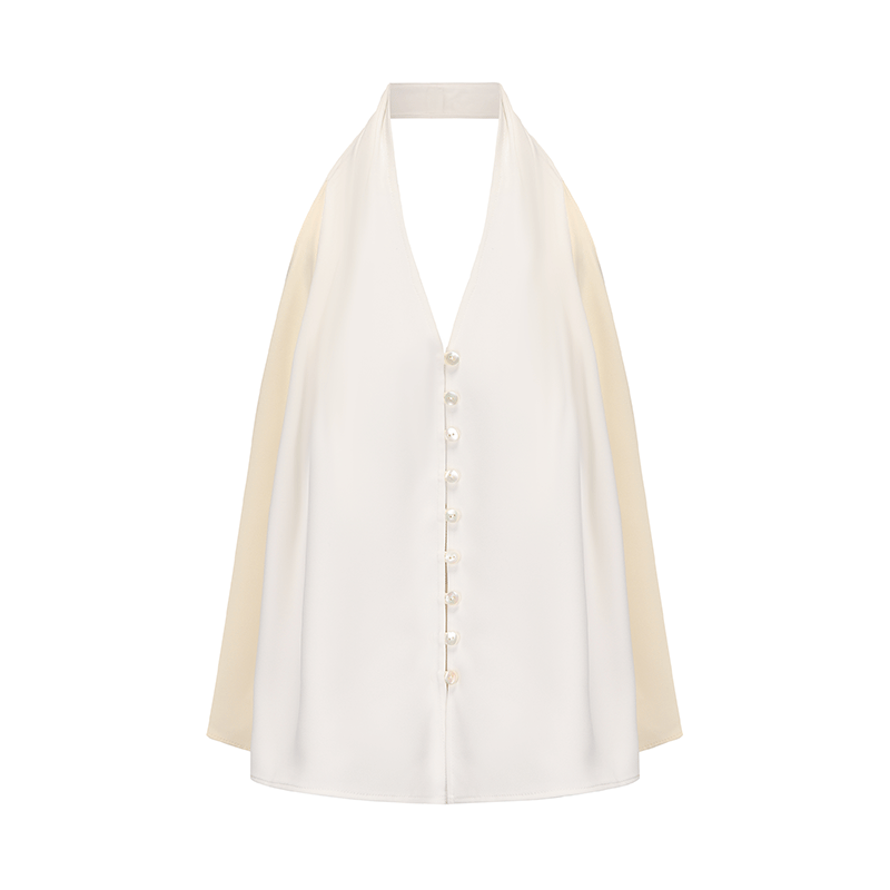 ATELIER MISS LU  color-block design backless halterneck A-line vest top - ENERGY