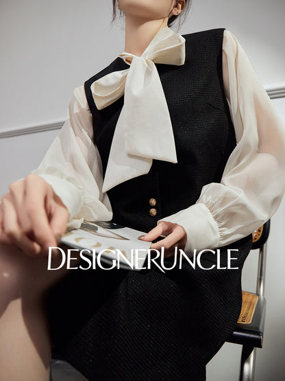 DGU "Suyu" black new small fragrance celebrity high-end commuter skirt - Carl.