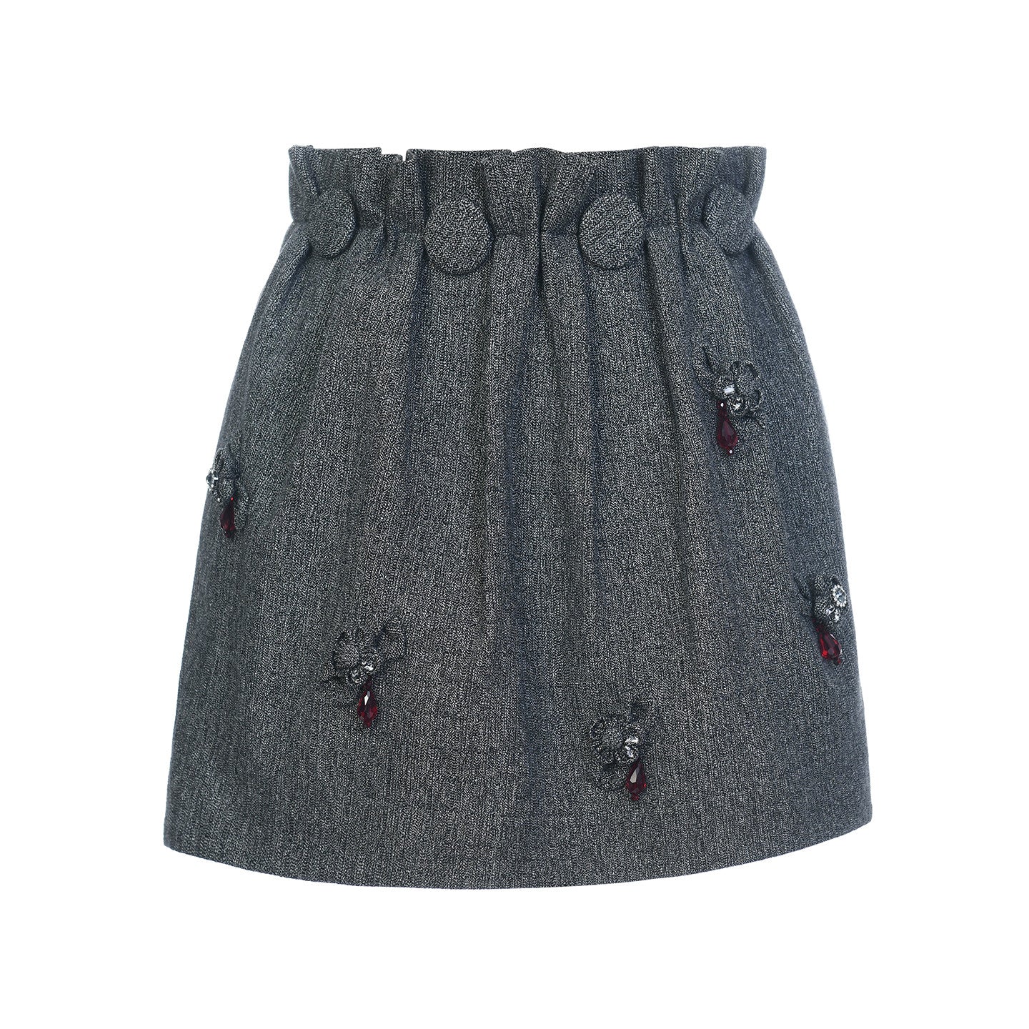FAME Three-Dimensional Bow Flower Beaded Box-Type Wide Short Skirt - AIDEN.