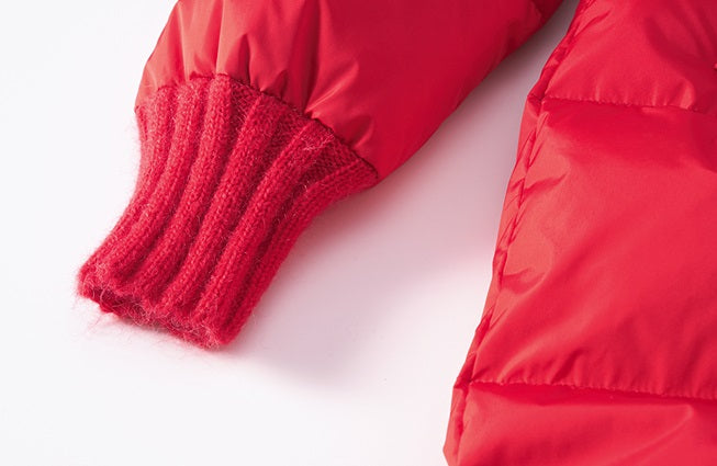 ZHUCHONGYUN Red ribbed collar long puffer jacket-SPIKE.