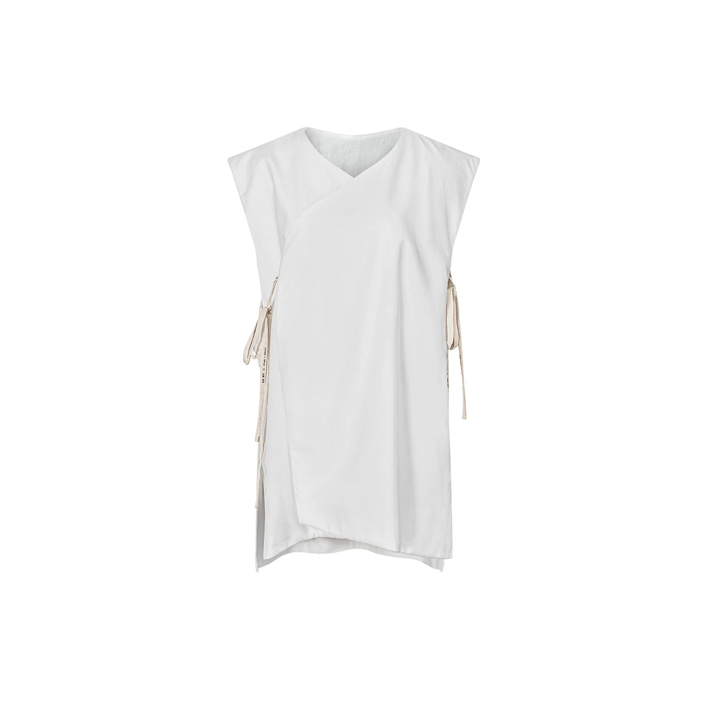 TUYUE Chinese style white middle side placket lace-up structure shoulder vest- LEVI