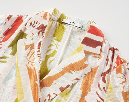 COMME MOI  summer casual color stripe print suit - EVELYN.