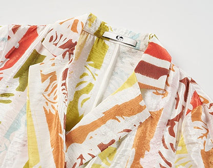 COMME MOI  summer casual color stripe print suit - EVELYN.