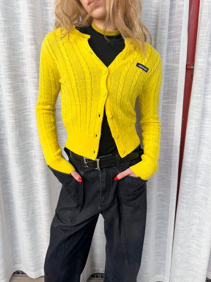 ANNAKIKI furry crew neck slim sheep knitted cardigan sweater-RIN