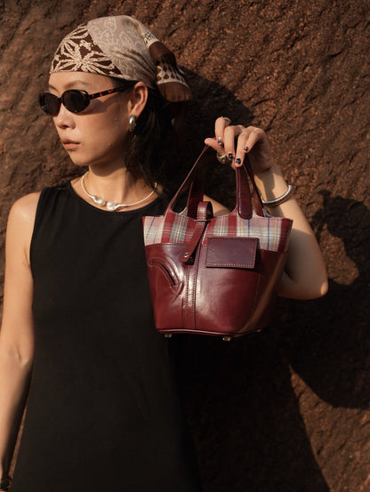 IUBALLET New Product Retro Bucket Wrap Top Layer Cowhide Bag - TEST.