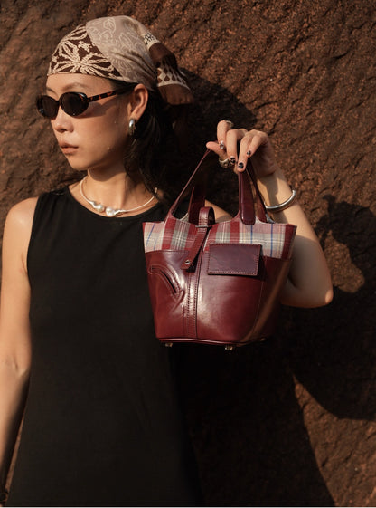 IUBALLET New Product Retro Bucket Wrap Top Layer Cowhide Bag - TEST.