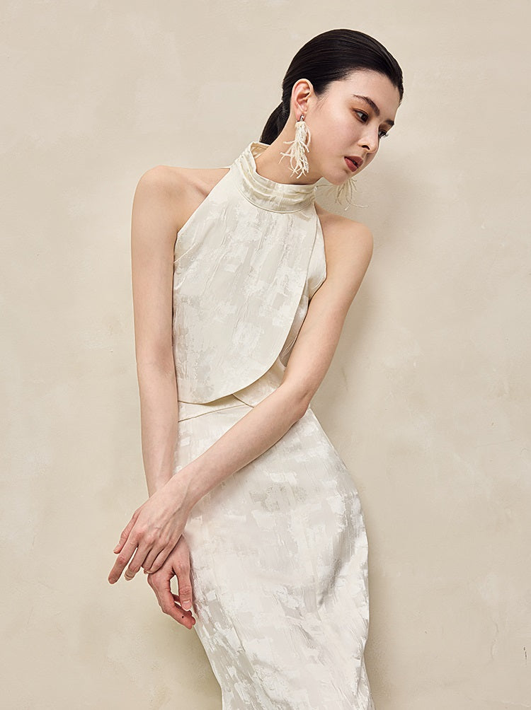 HECO Jacquard Cross Slit Pile Collar Red White Purple Crop Top Women - WORSHIP.