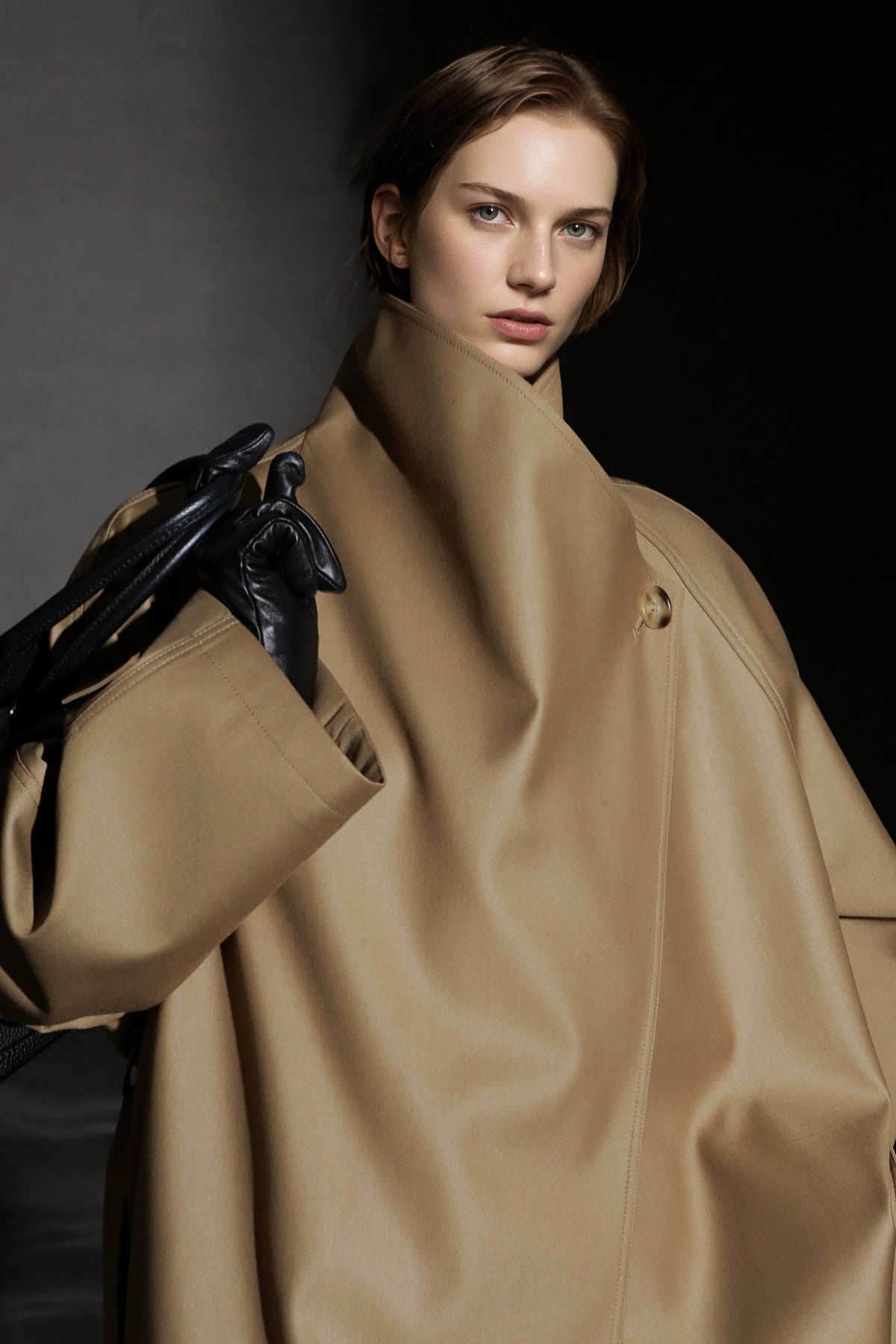 PIAOIN Silhouette design short windbreaker women's luxury jacket commuter-JEAN