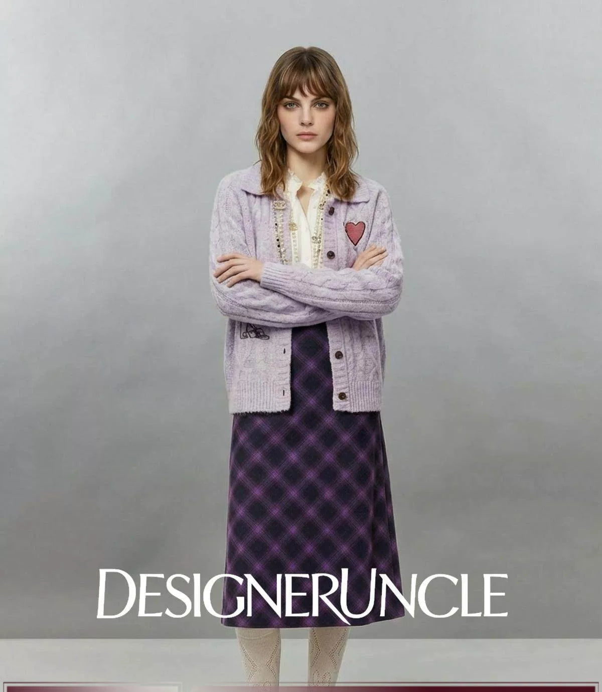 DGU×LAB "Zimo" Purple Sweater Lapel Embroidered Loose Soft Knitted Cardigan - METE