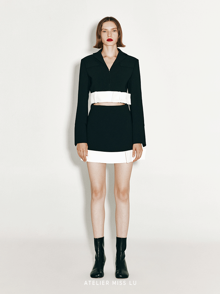 ATELIER MISS LU autumn and winter new bow design short coat - CORAL