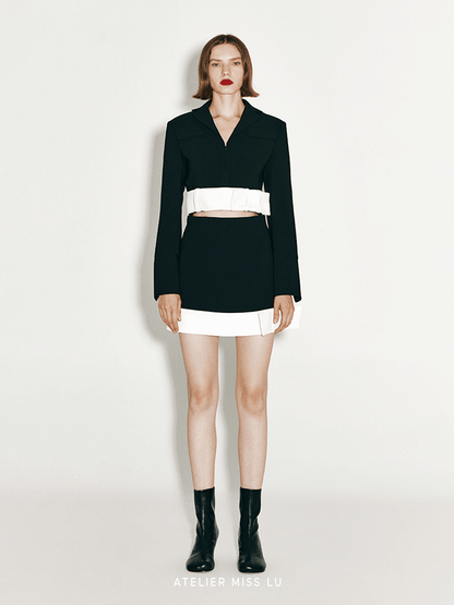ATELIER MISS LU autumn and winter new bow design short coat - CORAL
