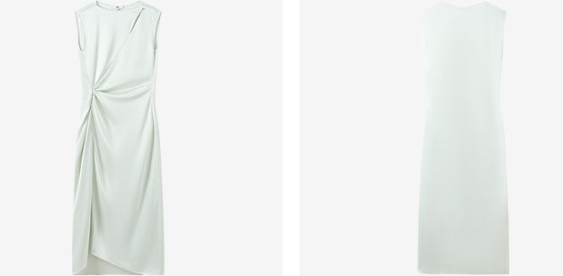 COMME MOI  slanted shoulder cut-out waist dress - ABBY.