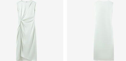 COMME MOI  slanted shoulder cut-out waist dress - ABBY.