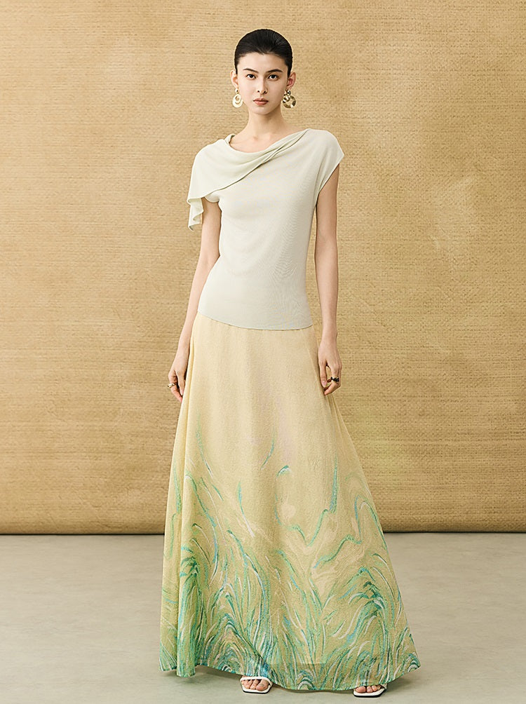 HECO Chinese temperament asymmetrical floating collar sleeveless base knit sweater - QUER.