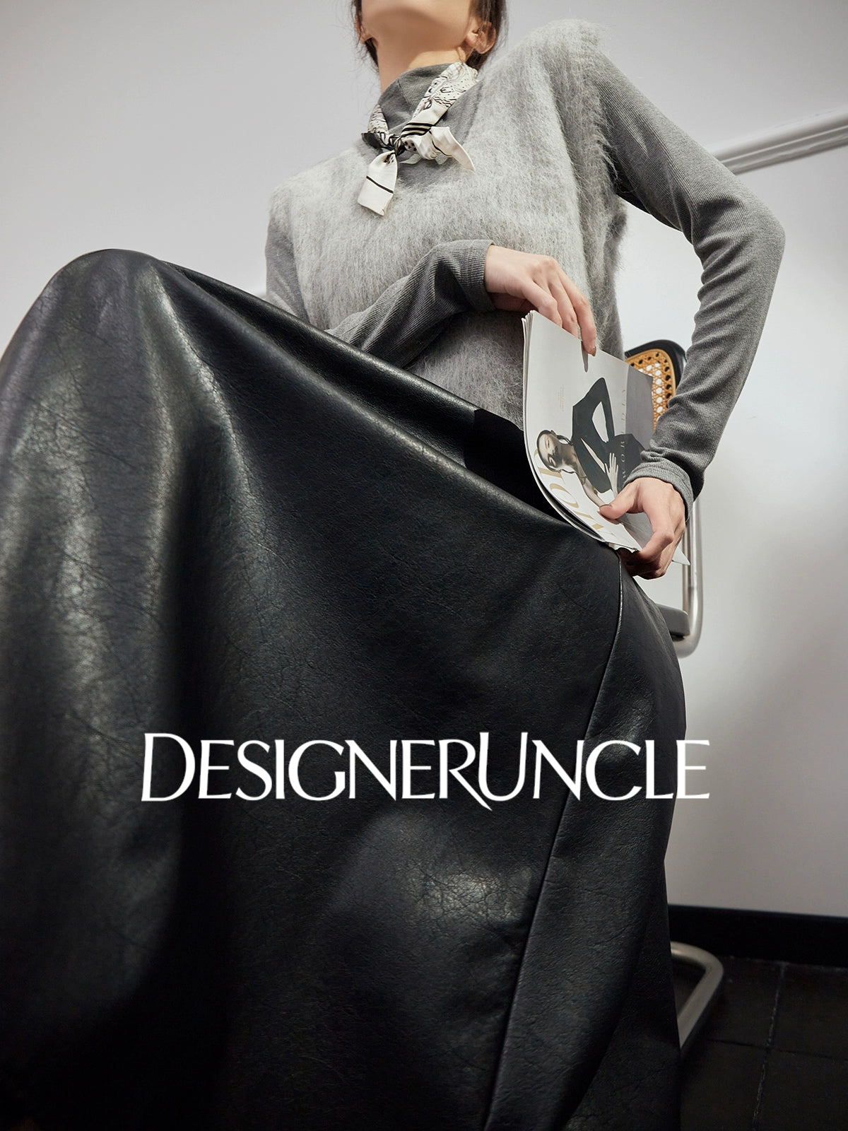 DGU "Qi Mist" light gray plush outer wear versatile commuter slimming top - HIGGS