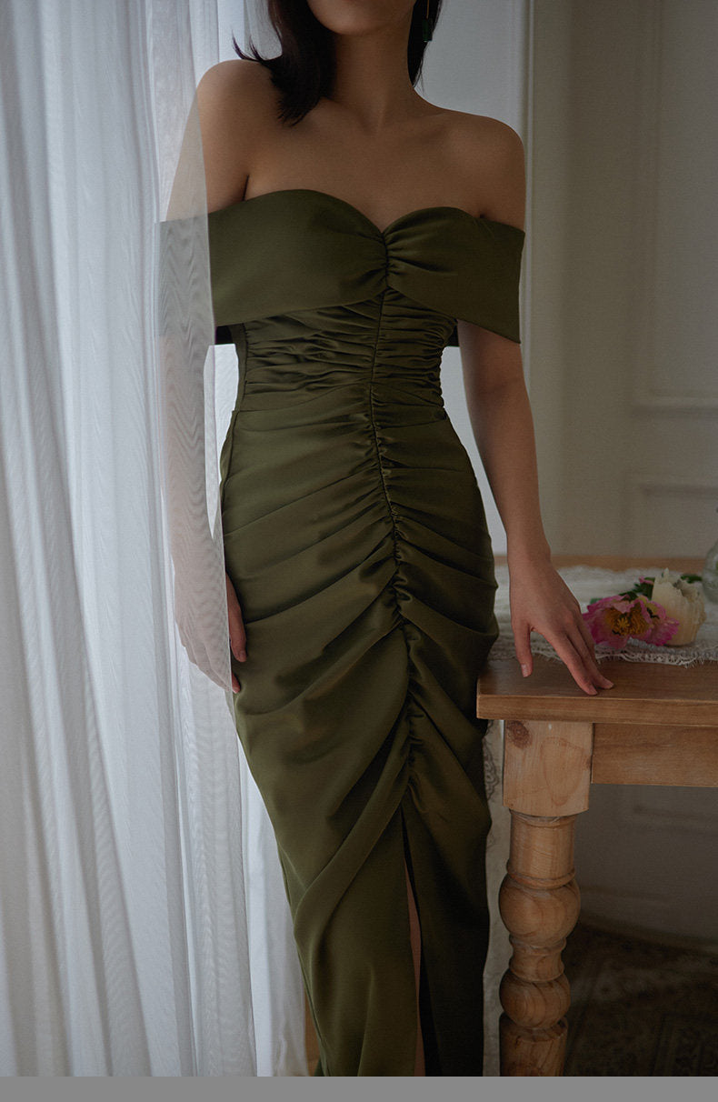 GOUDIN satin light luxury evening dress-SUWA.