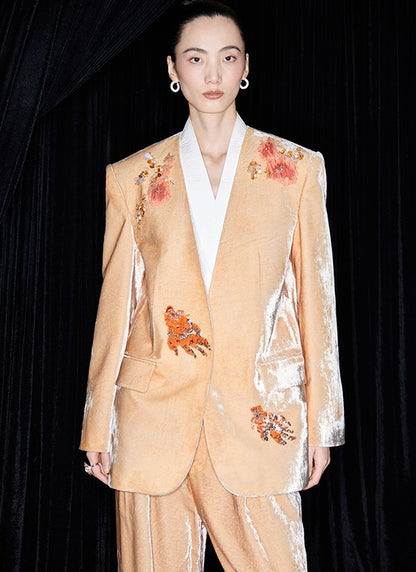 M essential Mackay designer Rulang velvet dahlia nail bead suit - DUAO.