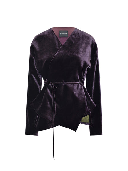 M essential Mackay designer fuchsia velvet jacket - silver