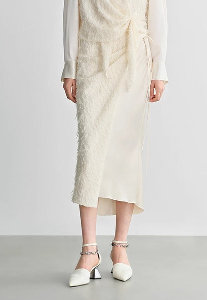 COMME MOI Lu Yan designer's women's satin stitching asymmetrical straight skirt - BILLY.