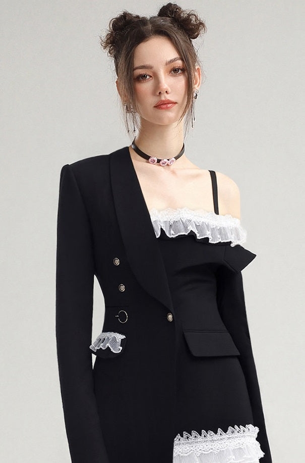 CHECOCRE Stubble Sweet Cool  Design Off-the-Shoulder Fashion Suit Dress - QEEN.