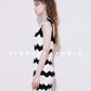 FINOCCI23 Winter's black white stripe wavy layered wool slip dress - Rao
