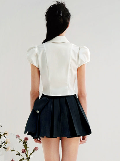 CHECOCRE Stubble Sweet Cool Girly Suit Dark Gray Pleated Skirt - ELEVATOR