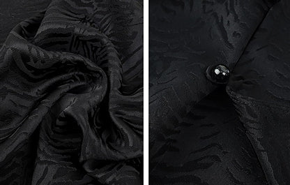 HECO Jacquard Round Neck Short Sleeve Black White Shirt Top Woman - GRACE.