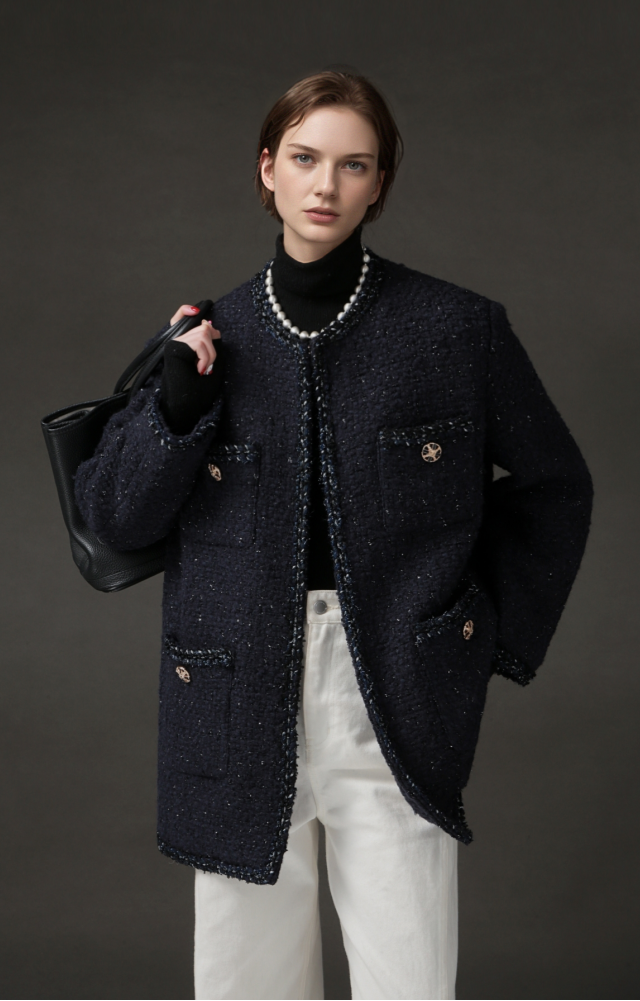 PIAOIN Elegant and Luxurious Small French Wool Short Jacket Spring-TIA