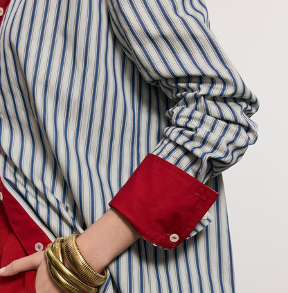 ANNASPEAK cotton up-and-down loose slimming striped long-sleeved long shirt-KILO.