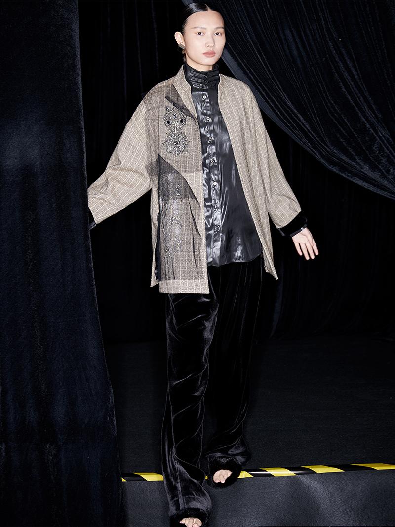 M essential Mackay designer brand embroidered new Chinese cardigan top - grunt.