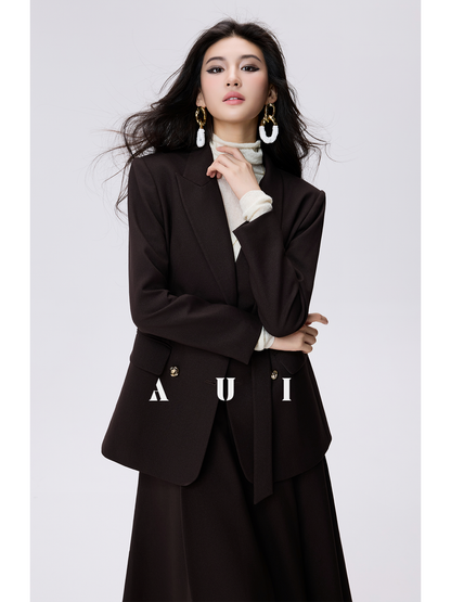 AUI  Blazer Women's New A-Line Skirt Bottom Top Three-Piece Set - Ji-Ho.