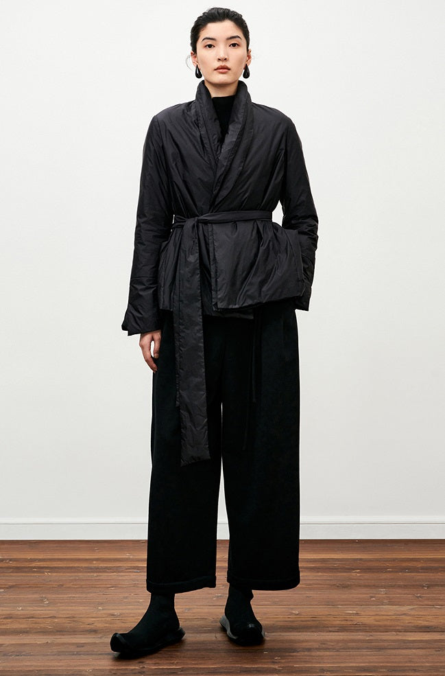 ZHUCHONGYUN placket black loose straight down jacket--ILLUMI.