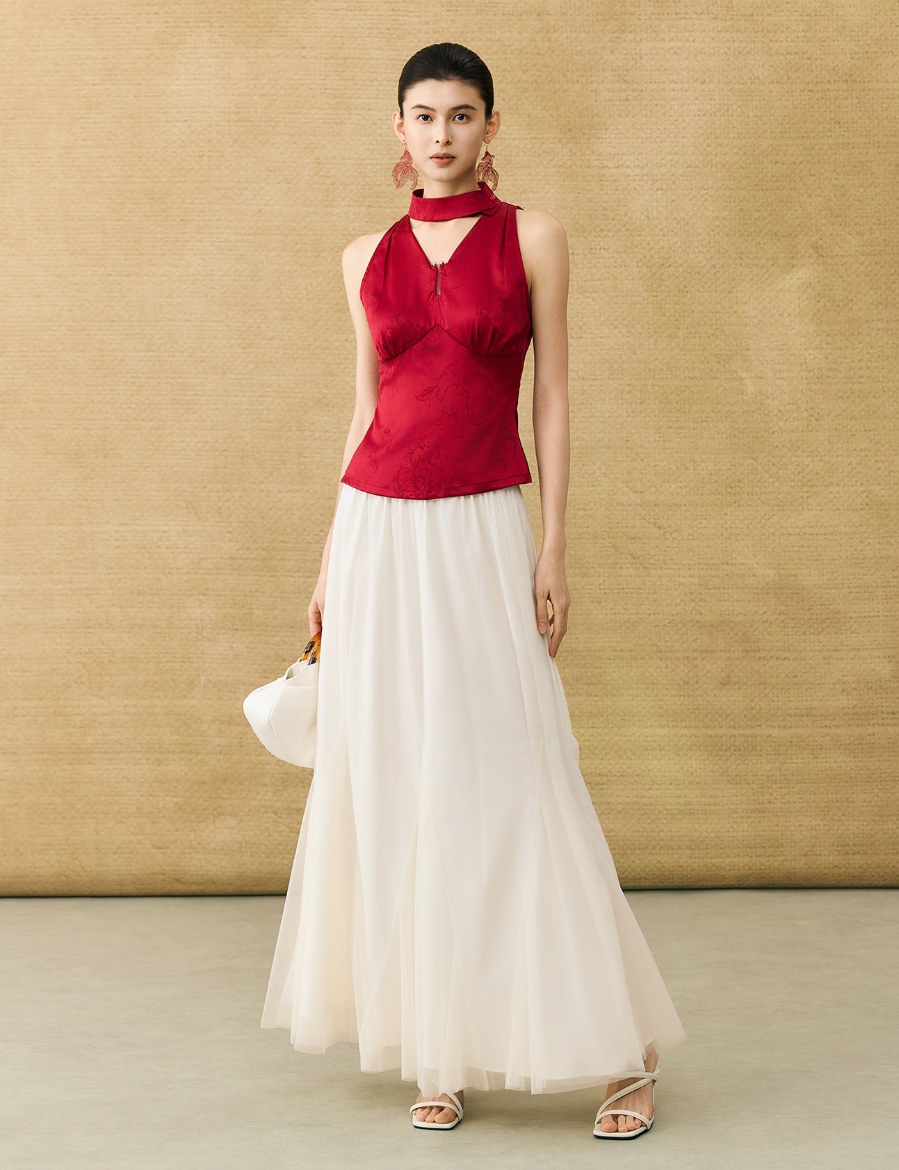 HECO Chinese Acetate V-Neck Waist Small Vest Top - ZEPH.