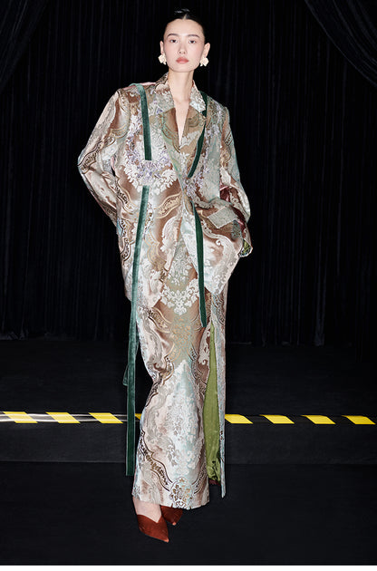 M essential Mackay designer vine pattern embroidery marble print jacket skirt suit- Eden.