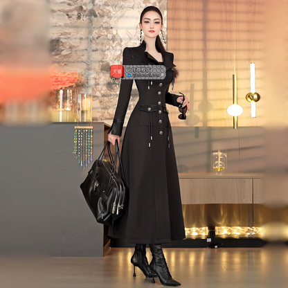 VJE Women's splicing long sleeve long dress- SOJ.