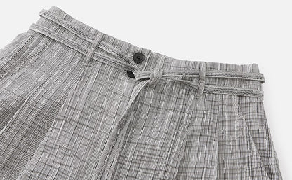 ZHUCHONGYUN Summer Silver Striped Pleated Airy Bloomer Pants--CELTY