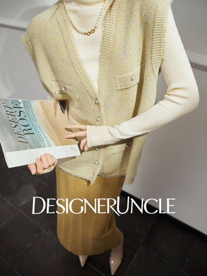 DGU Chick Yellow New Light Luxury Small Fragrance Versatile Design Sleeveless Top - Georgia.