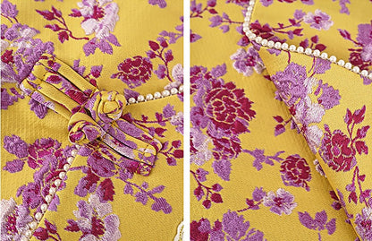 HECO Chinese style golden dragon embroidery short-sleeved placket buttoned shirt - QAND.