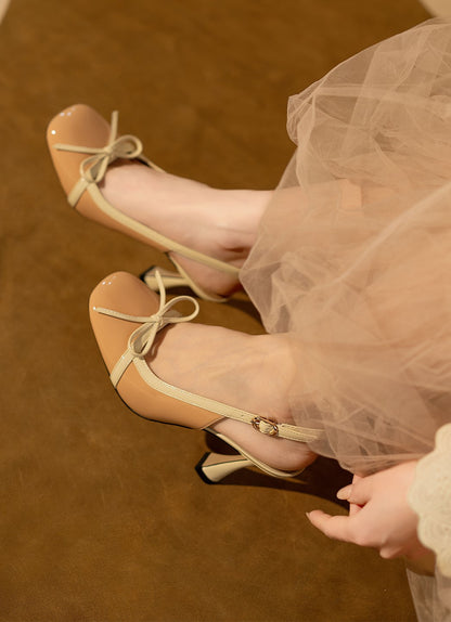 Lily Wei Nude Bow Toe Sandals Women's Glass Heels Small 313233-VIRGINIA