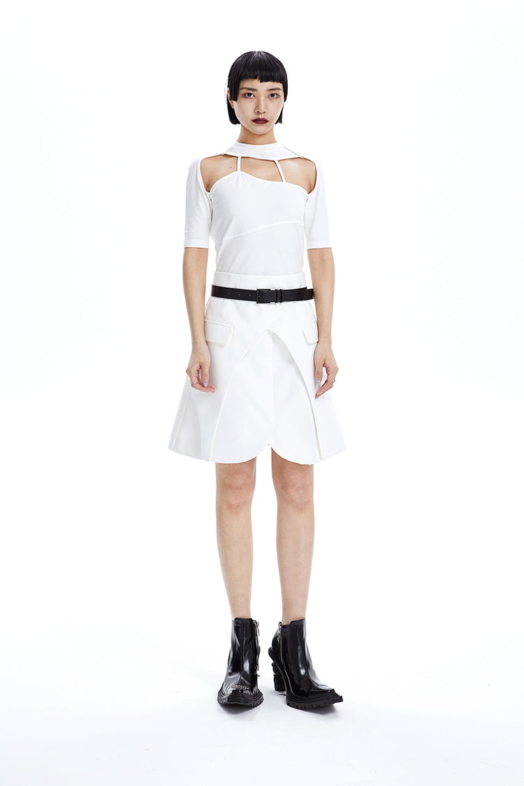 TINY IN irregular cut-out slim short sleeve women's top -SIXY