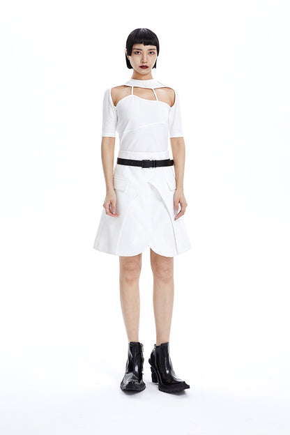 TINY IN irregular cut-out slim short sleeve women's top -SIXY