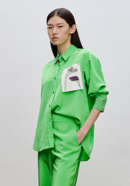 COMME MOI Lv Yan designer dopamine women's peak-necked silhouette shirts - MILA.