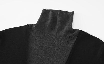 ZHUCHONGYUN black high neck loose long wool knitted dress-KAKASHI.