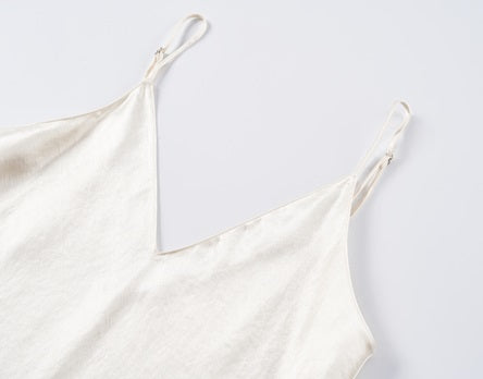 COMME MOI Lu Yan Designer Women's Full Acetate Texture Fashion V-Neck Sling - JAMES.