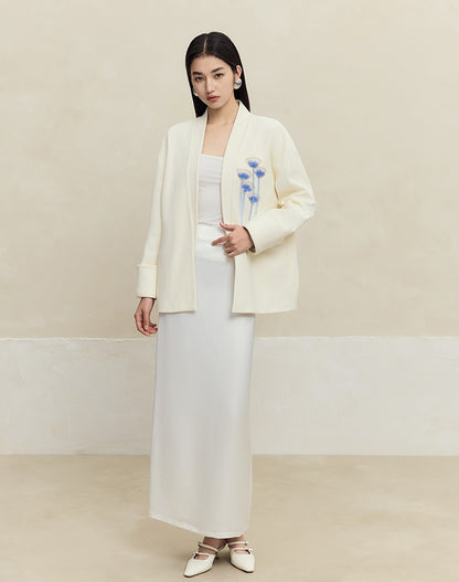 HECO Handmade Fan Bead Shoulder black white Blazer Women -sent.