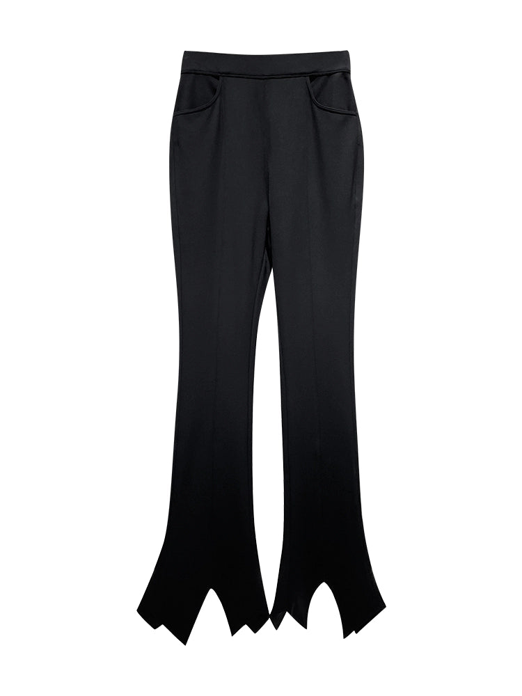 ANNAKIKI Niche Designer Black Star-Shaped Bootcut  Casual Pants-HINATA