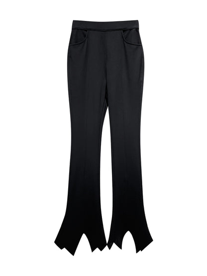 ANNAKIKI Niche Designer Black Star-Shaped Bootcut  Casual Pants-HINATA