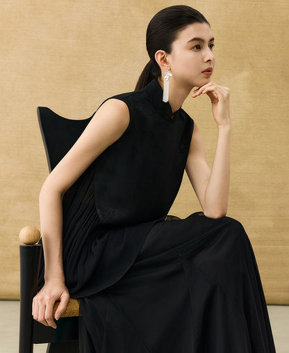 HECO New Chinese Acetate Jacquard Mesh Stitching T-Shirt - ANGEL.